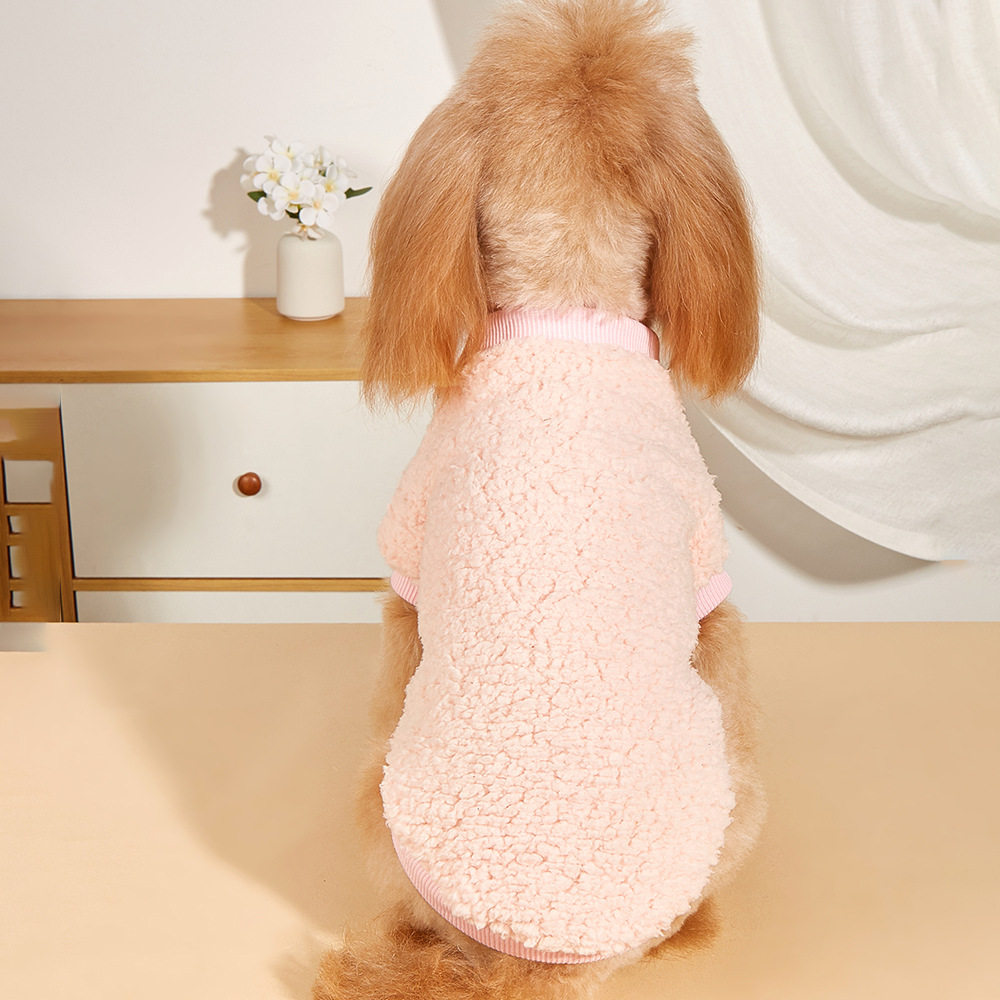 狗衣服粉色毛绒卫衣秋冬新款猫咪衣服厂家批发宠物两脚衣跨境货源