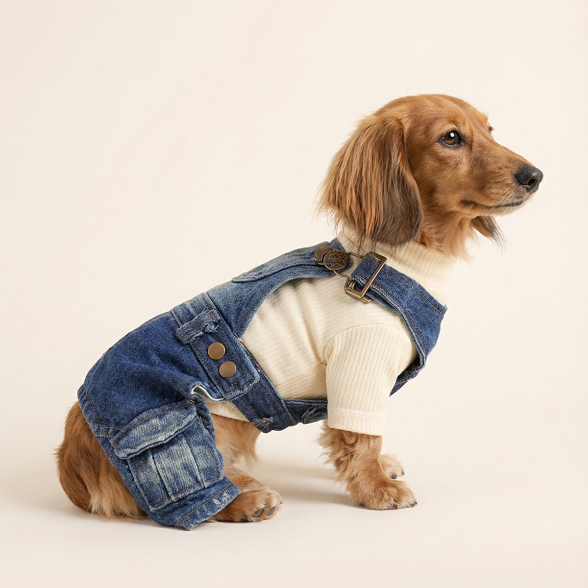 PETCIRCLE宠物小狗猫咪衣服可爱小型犬秋冬款霹雳牛仔背带裤