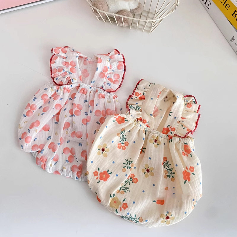 宠物衣服狗狗猫咪薄款夏装衣服小型犬泰迪博美比熊棉纱飞袖碎花裙