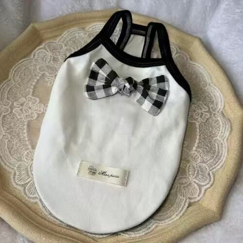 黑白灰花边宠物衣服 泰迪博美狗狗衣服 猫咪比熊吊带春夏秋天衣服