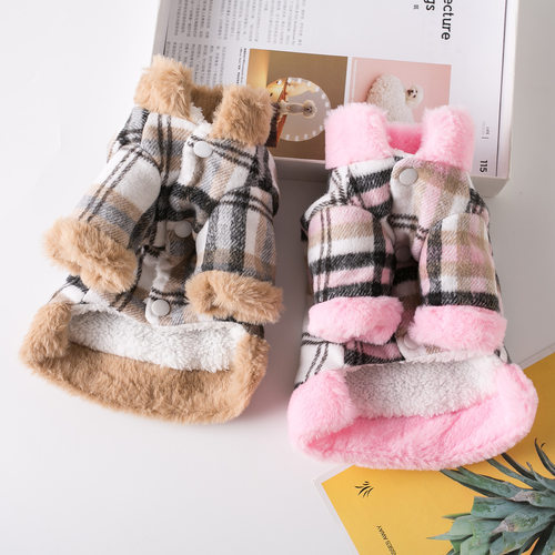 可牵引秋冬加厚宠物狗狗泰迪博美雪纳瑞比熊衣服小型犬冬两脚衣服