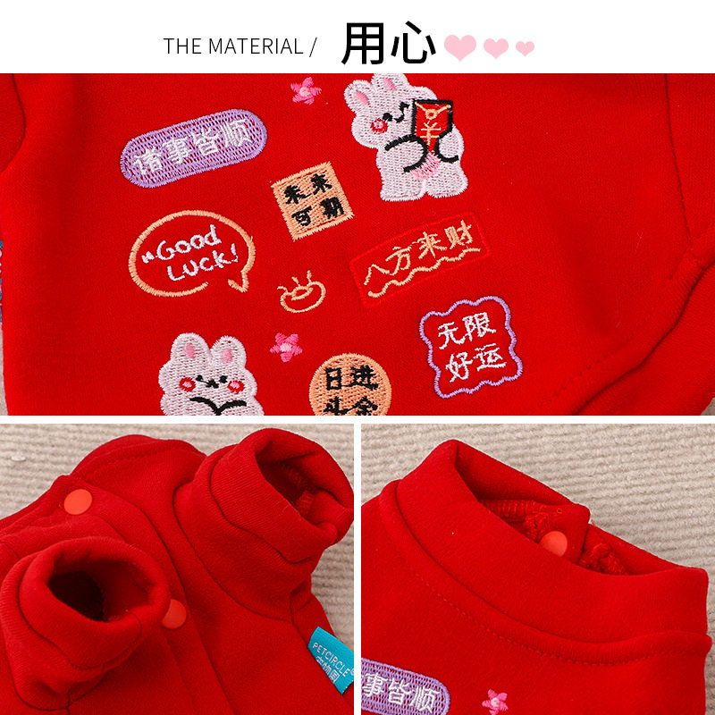 小狗新年衣服2025新款比熊冬天保暖红色简约泰迪喜庆过年宠物服装