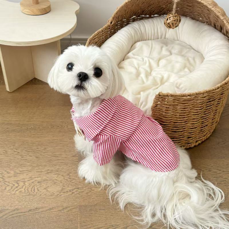 宠物服装狗狗猫咪衣服黑白蓝条纹款狗狗潮牌衬衫夏季薄款透气衣服