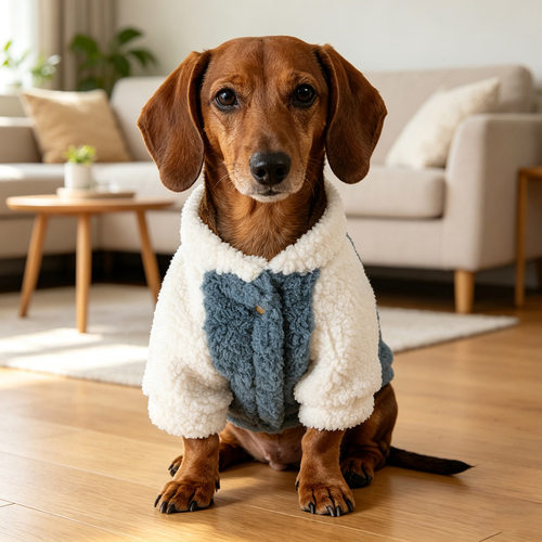 PETCIRCLE宠物小狗猫咪衣服小型犬秋冬款羊羔绒牵引口袋卫衣