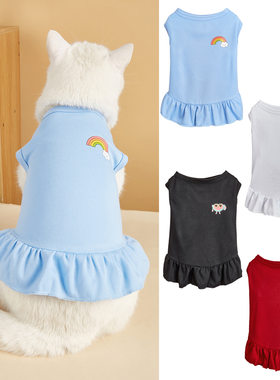 秋冬季新款狗狗衣服彩虹水果西瓜菠萝圆圈烫画大小狗猫星人连衣裙