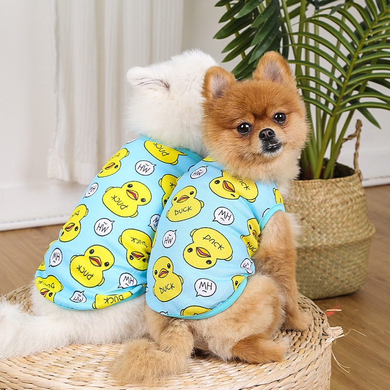 清仓服装春夏狗狗宠物猫咪衣服饰大黄鸭背心网眼透厂家销用用品