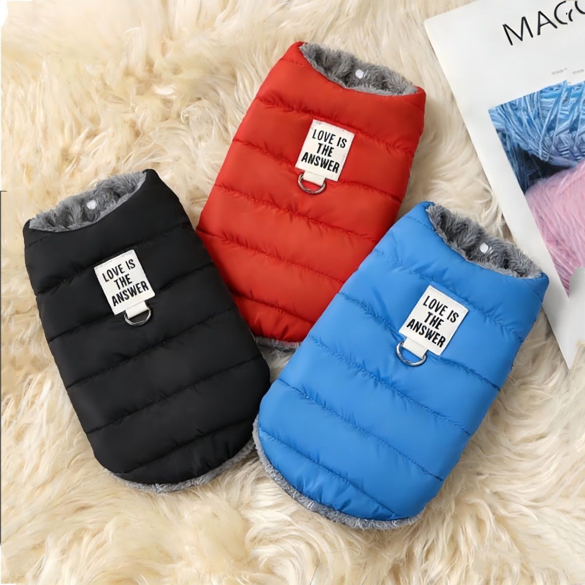 狗狗牵引衣服秋冬小型犬泰迪比熊幼犬冬装加绒加厚保暖背心羽绒服