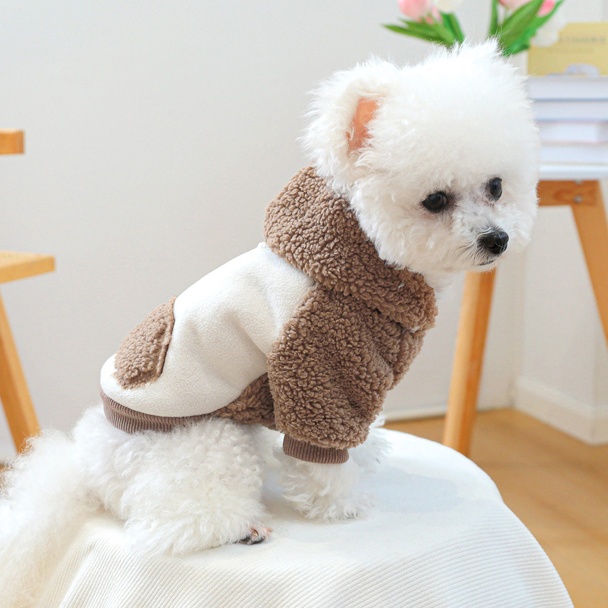 PETCIRCLE宠物衣服狗狗猫猫服装服饰秋冬保暖舒适韩版卫衣-咖啡帽