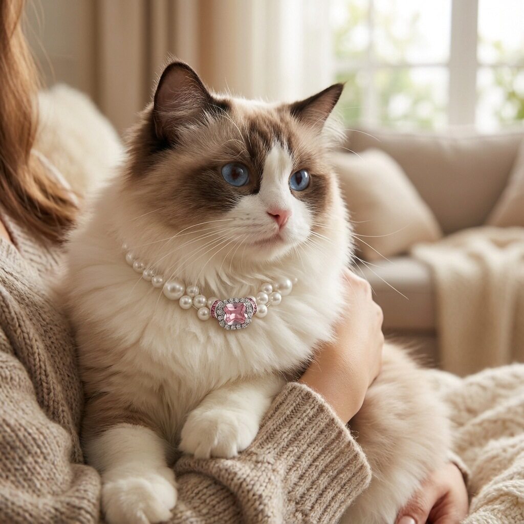 小猫咪项圈珍珠复古宝石项链德文无毛猫金渐层装饰脖圈宠物狗挂饰