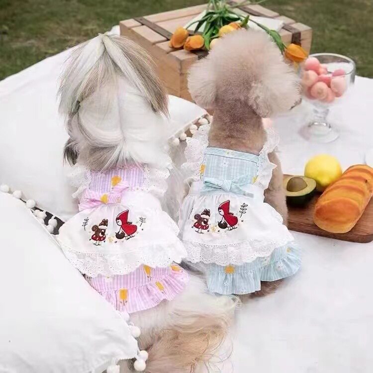 小型宠物花边吊带女仆裙子套装衣服泰迪猫狗衣服宠物服饰