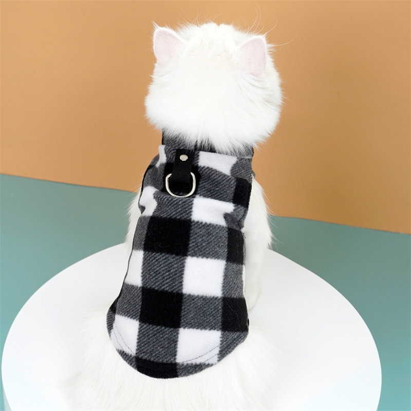 秋冬宠物衣服摇粒绒马甲牵引扣泰迪比熊狗狗猫咪衣服用品跨境出口
