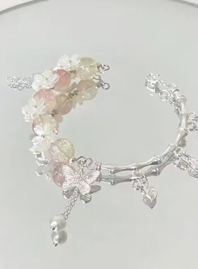 秋上新蝴蝶琉璃手串女新款小众设计ins风高级感学生手链饰品