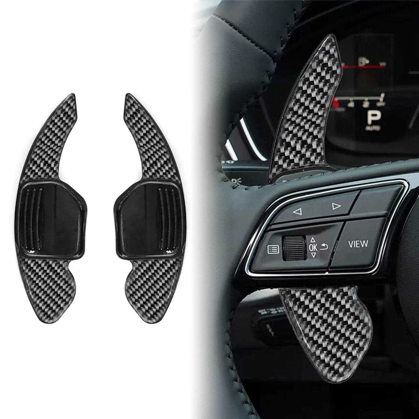 适用奥迪A3/A4L/A5/A6L/A7/A8/TT/SQ3Q5Q7碳纤方向盘换挡拨片内饰