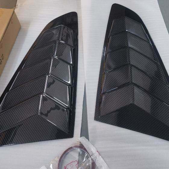 适用于14-24 福特野马Mustang改装碳纤维三角窗后车窗外饰装饰件