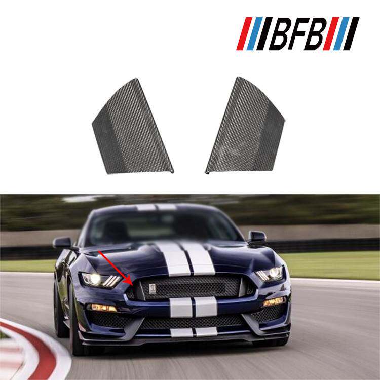 适用于福特野马改装RTR中网Mustang猪鼻子碳纤维前中网两侧饰条