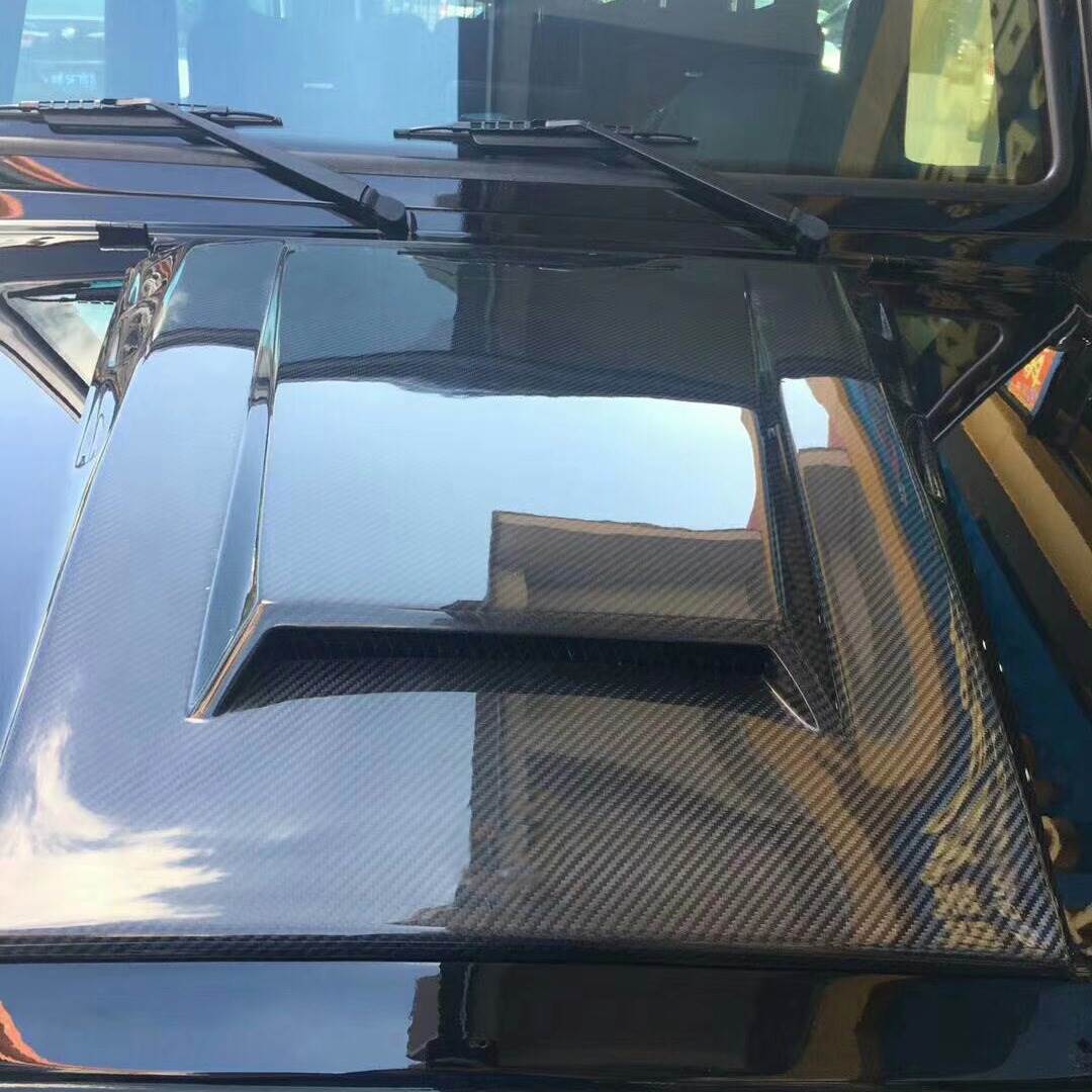适用于奔驰G级W464干碳纤维机盖 G63碳纤机盖 巴博斯款碳纤引擎盖