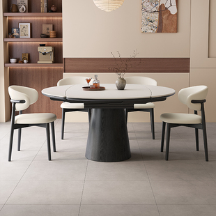 岩板餐桌椅组合家用现代简约客厅可伸缩折叠小户型饭桌子 2025新款