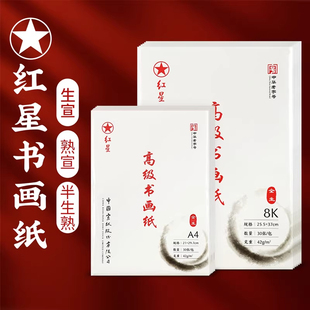 红星书画纸书法专用书练字画纸8k生国画a4半生半熟毛笔高级练习纸四尺对开书画纸书法作品纸半生熟书法纸