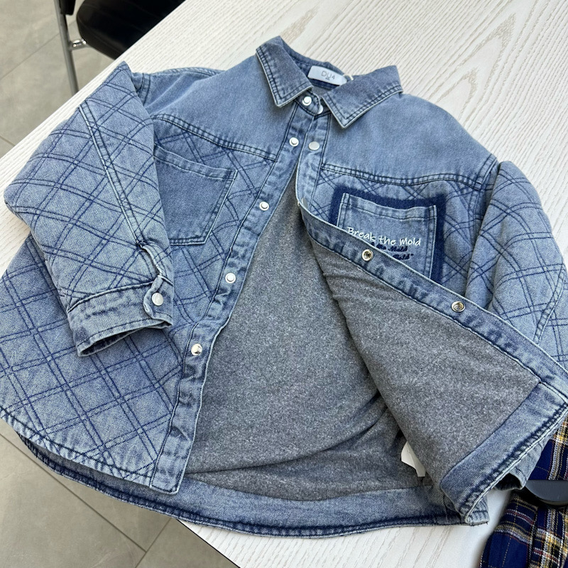 男童夹棉加厚牛仔衬衫秋冬衬衣