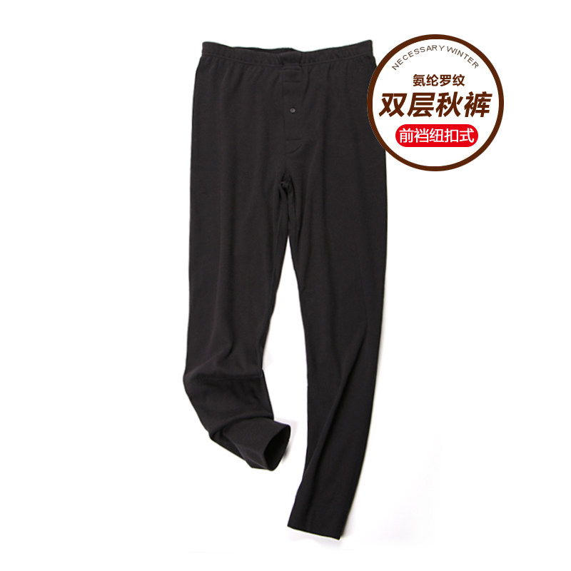 男士居家裤保暖裤男单件双层厚秋裤紧身修身男士打底裤秋裤休闲服