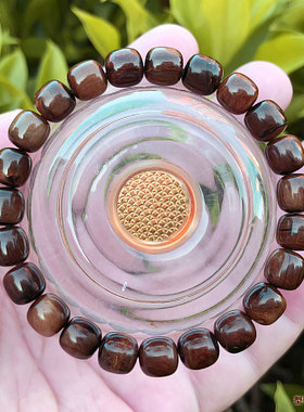 天然海柳手串血柳手链佛珠单圈男女情侣父母礼物8X8mm桶珠精品黄