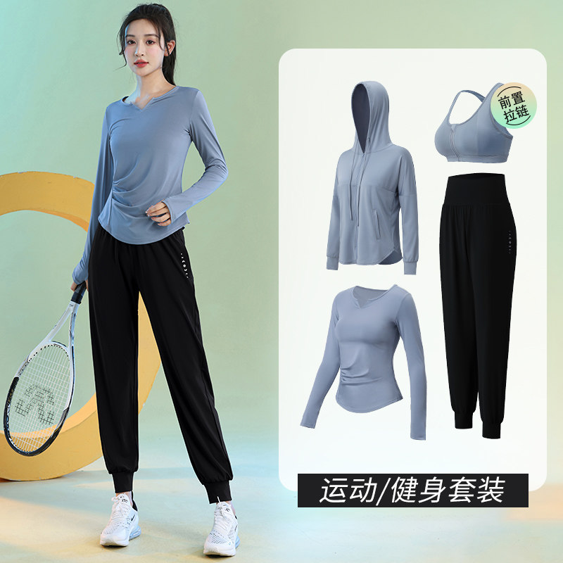 速干衣女款春季薄款运动套装网红专业训练长袖健身服宽松瑜伽服