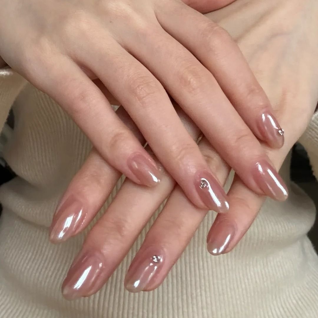 温婉学姐|纯手工早春珠光粉镶钻温婉淑女大学生美甲穿戴甲可拆卸