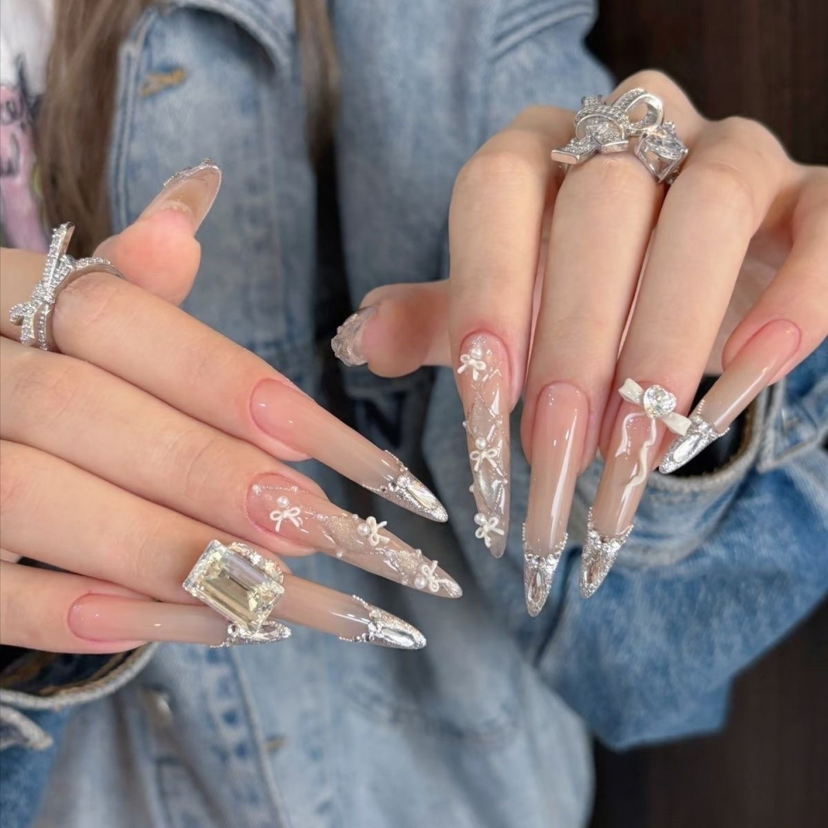 本大小姐千金美甲纯欲清透超闪氛围感穿戴甲ins高级手工奢华高定