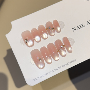 ins风高端猫眼纯手工穿戴甲高级感中长款 显白美甲贴片假指甲