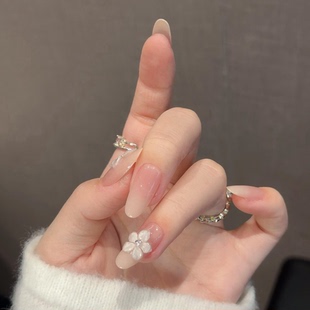 许妍同款 穿戴甲立体雕花爆闪堆钻渐变AB甲片纯欲风高级感甜美美甲