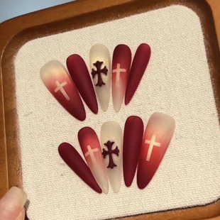 修女 磨砂哥特辣妹十字架高级感克罗之心ins显白氛围感甜酷穿戴甲