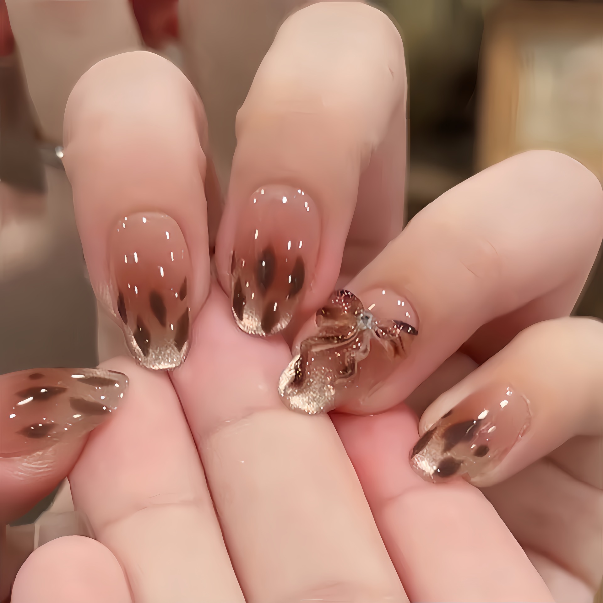 【金盏豹纹】秋冬氛围感甜酷豹纹金盏琉璃纯手工穿戴甲小众高级感