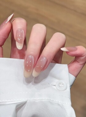 纯手工穿戴甲温柔纯欲法式腮红猫眼简约清冷可拆卸显白穿戴甲美甲