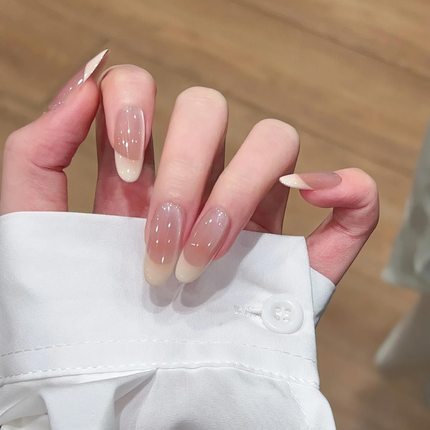 纯手工穿戴甲温柔纯欲法式腮红猫眼简约清冷可拆卸显白穿戴甲美甲