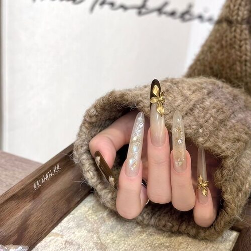 复古雕花贵气轻奢立体铂金雕花手工美甲穿戴甲法式猫眼纯欲秋冬款