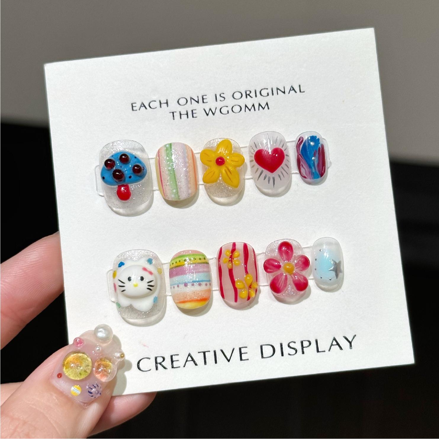 流心KT纯手工穿戴甲手作高级感ins风可爱卡通捏捏立体精致高货