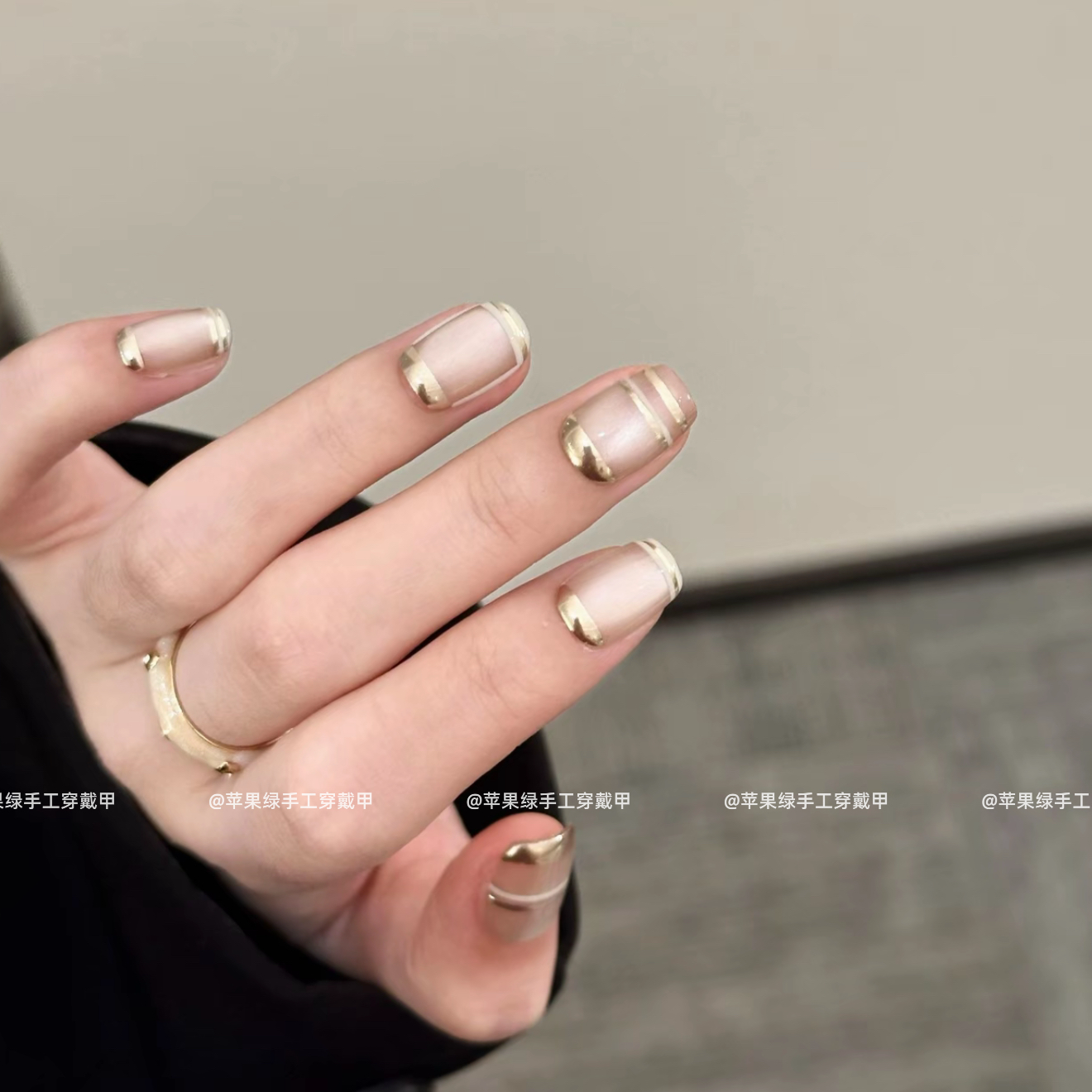 【空间线条】新款猫眼设计线条气质轻奢手工穿戴短甲可拆卸穿戴甲