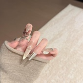 欧美风法式 金耀克罗 十字架爆闪鎏金猫眼气质纯手工美甲穿戴甲