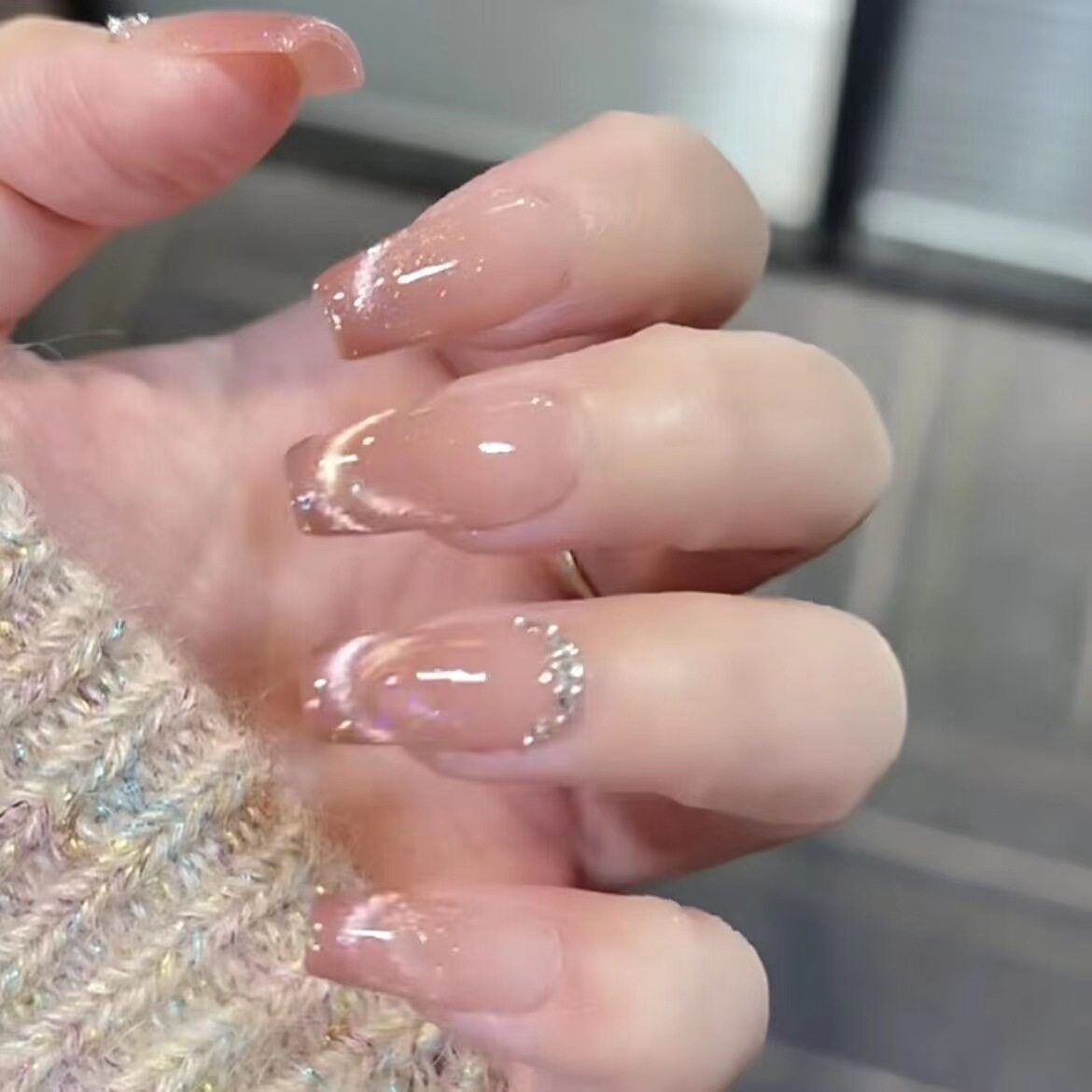 纯手工光疗穿戴甲佛系少女穿戴甲成品重复使用美甲贴片