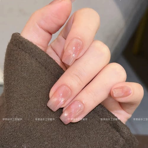 【指尖碎玉轩】特调金乳白猫眼纯手工穿戴甲短款美甲贴片假指甲