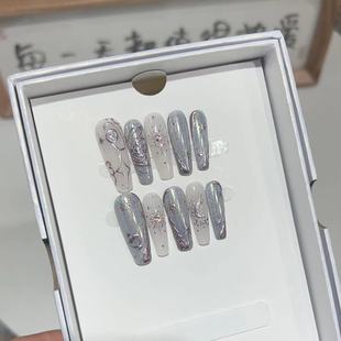 纯手工穿戴甲高级感幻彩魔镜四芒星蝴蝶美甲可拆卸 丘比特之箭