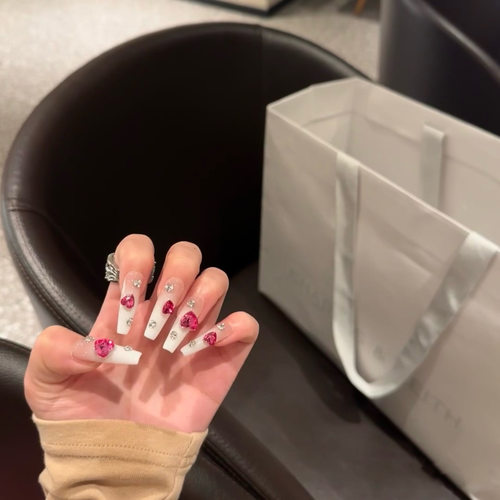 纯手工穿戴美甲片清新拍拍胶爱心假指甲贴片可拆卸