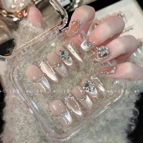 【苍山赴雪】纯手工高定猫眼手工穿戴甲气质美甲百搭仙女款