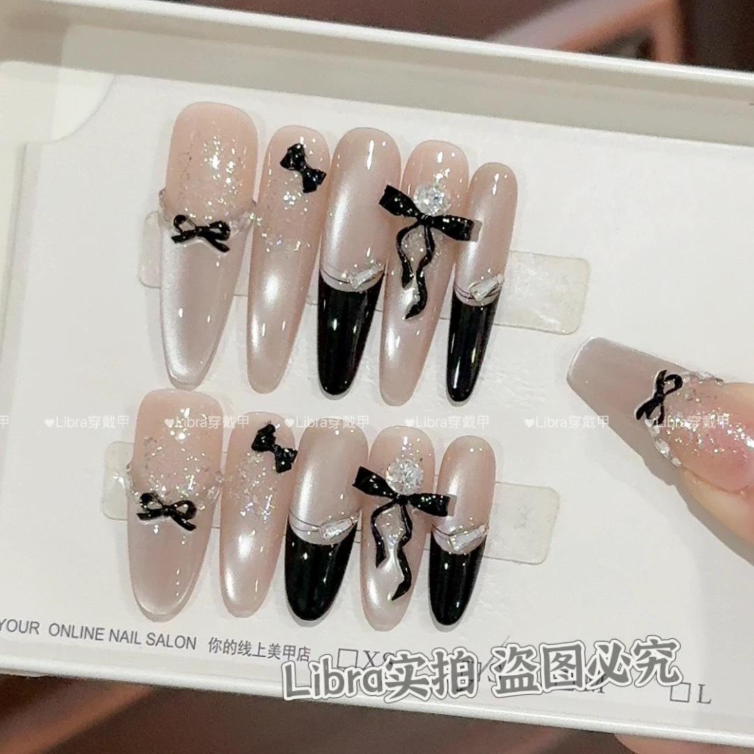 【墨夜圆舞曲】纯手工高定猫眼手工穿戴甲气质美甲百搭仙女款