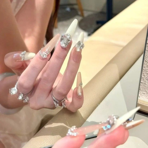 【书卷白月光】御姐范气质韩系手工美甲法式爆闪高级感细狗穿戴甲