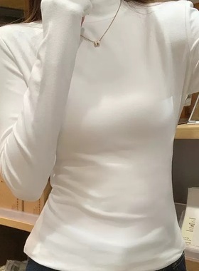 灰色半高领打底衫女2025新款轻奢高级感秋冬内搭外穿修身肌底上衣