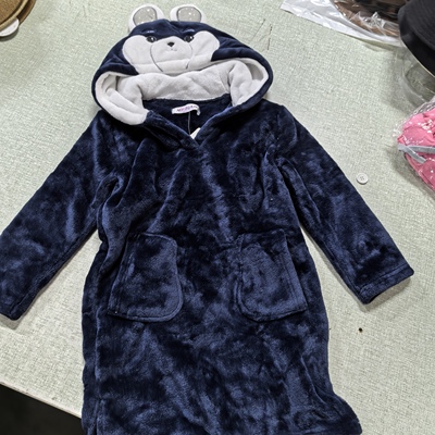 儿童睡袍男童秋冬2025新款珊瑚绒加厚小熊连体睡衣男孩宝宝家居服