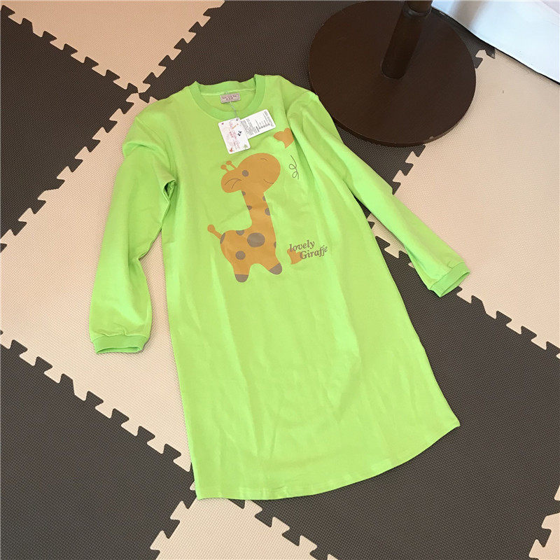 春秋纯棉可爱女生卡通长袖全棉睡裙家居服休闲可外穿