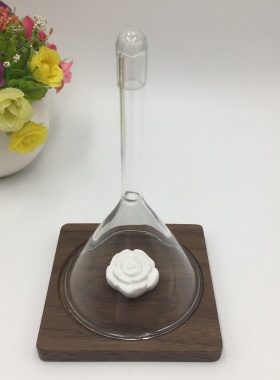 无味石膏自喷香水精油带盖玻璃漏斗罩胡桃木榉木垫香水专柜扩香用