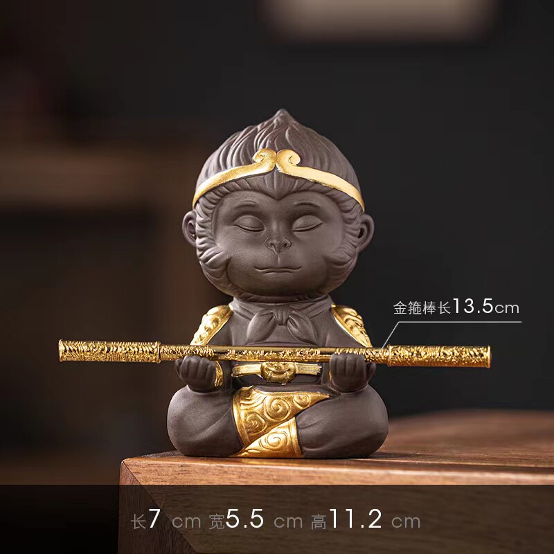 QITIAN 원숭이 왕 물고기 탱크 조경 장식품 SUN WUKONG 보라색 모래 차 애완 동물 수족관 ROCKERY 분재 장식품 가정용 가구